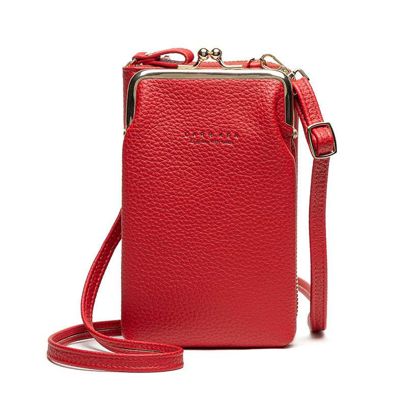 Women's Lychee Pattern Crossbody Shoulder Bag - PU Leather