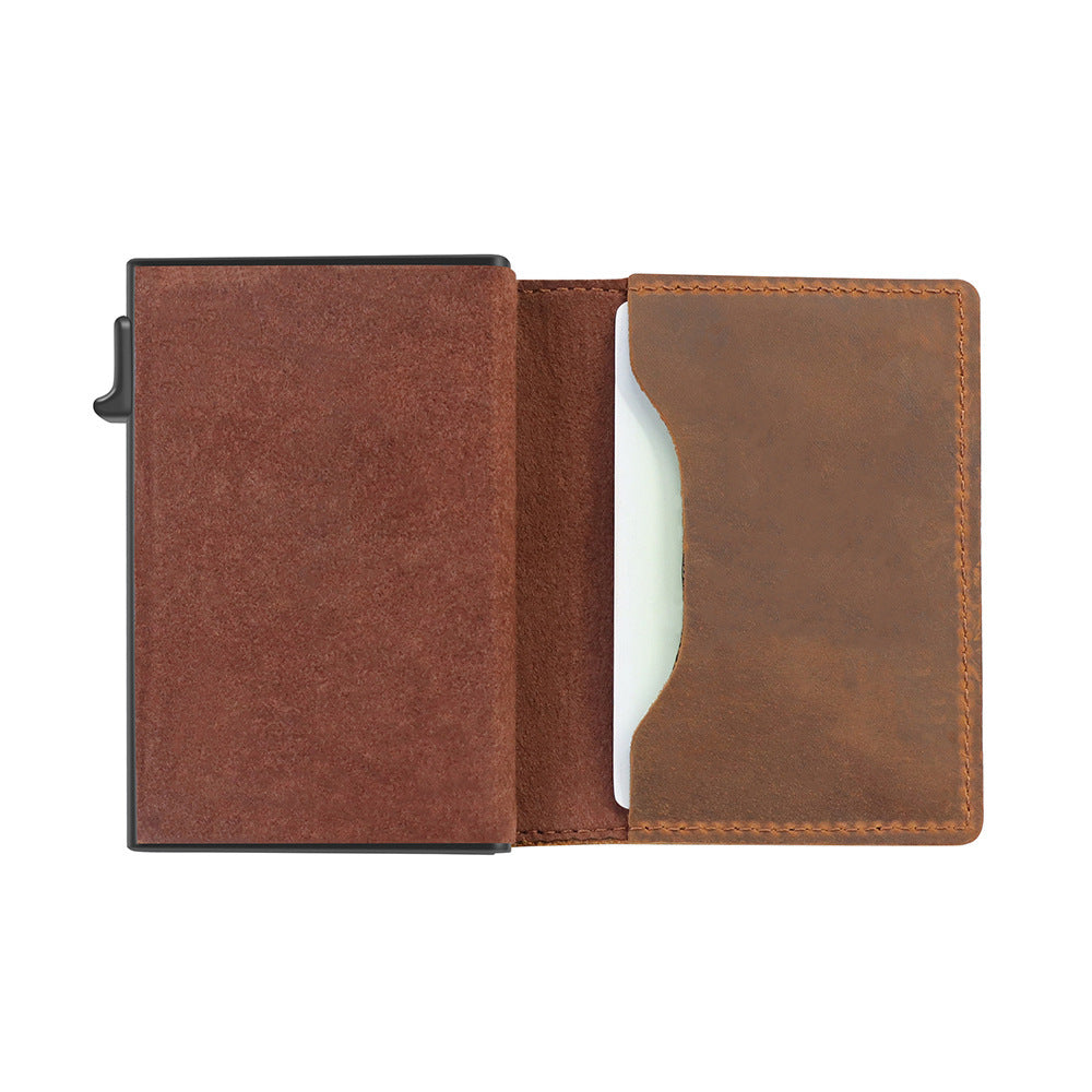 Men's RFID Leather Wallet with AirTag Holder – Slim Bifold, Solid Colors