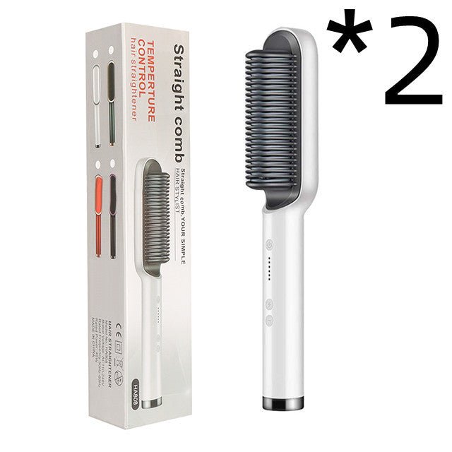 New 2 In 1 Hair Straightener Hot Comb Negative Ion Curling Tong Dual - purpose Electric Hair Brush - BestSalesPrice