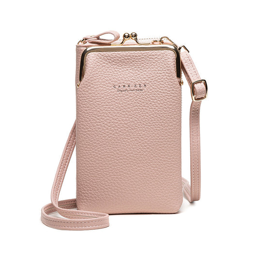 Women's Lychee Pattern Crossbody Shoulder Bag 1pc - PU Leather Pink - BestSalesPrice