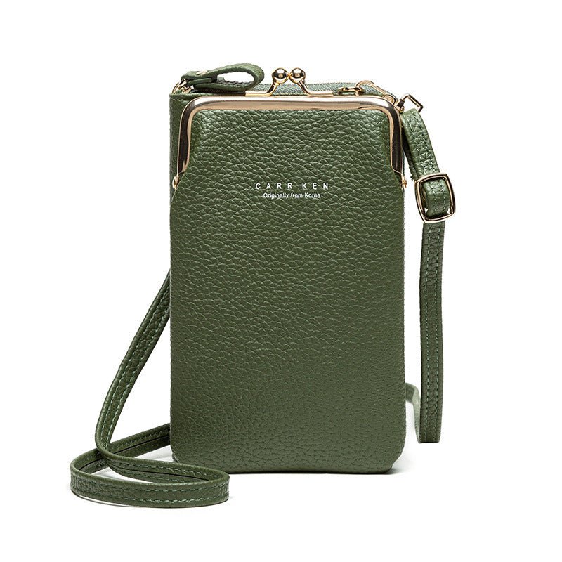 Fashion Lychee Pattern Solid Color Diagonal Shoulder Bag - BestSalesPrice